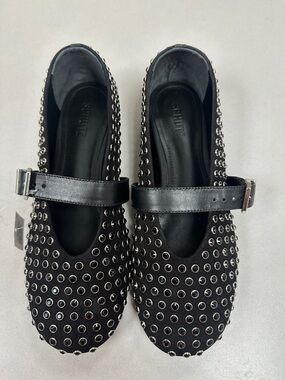 Schutz Eiza Shine Black Studded flats size 10B NWB